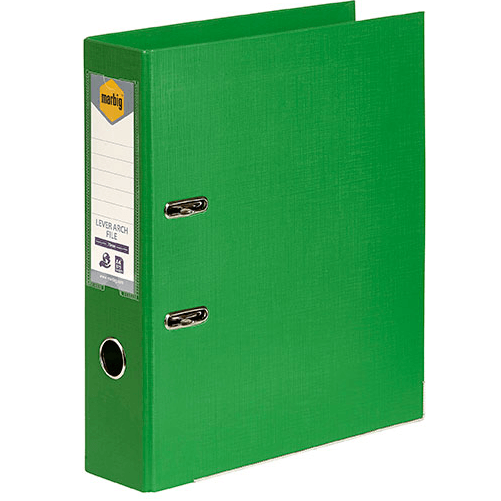 Marbig Linen Lever Arch File Folder PE A4 75mm Green Box 10 6601004 (Box 10) - SuperOffice