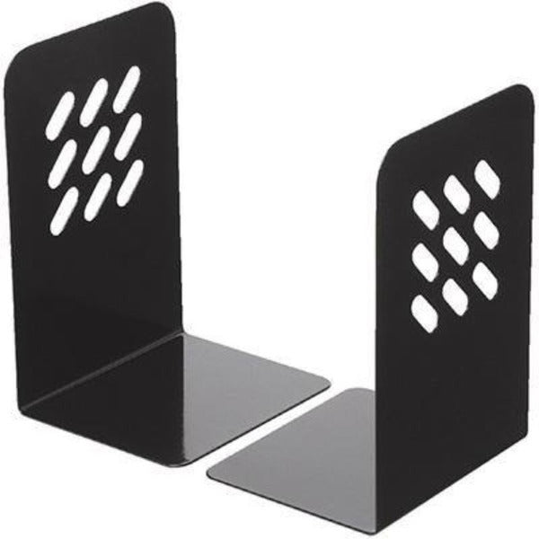 Marbig Metal Bookend Pair Black Book Shelf Stop Ends 8701002 - SuperOffice