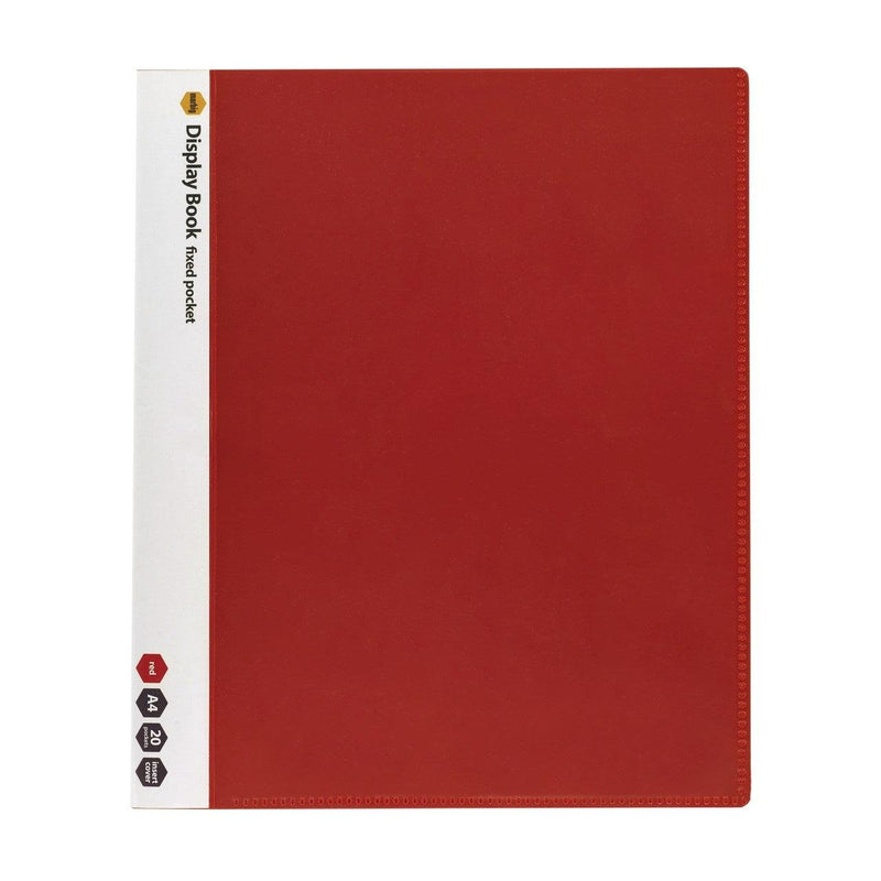 Marbig Non-Refilable Display Book Clear Cover 20 Pocket A4 Red 10 Pack 2003703 (10 Pack) - SuperOffice