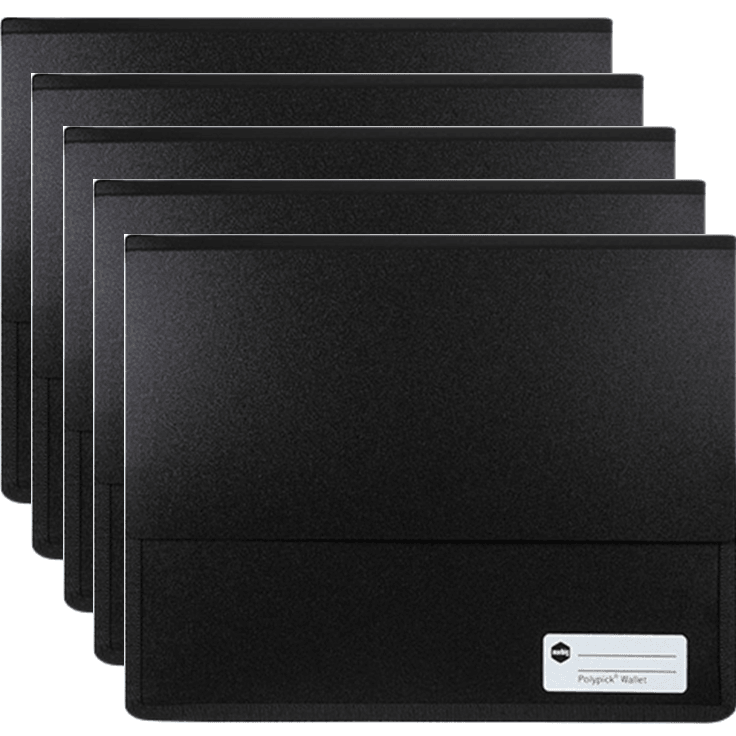 Marbig Polypick Document Wallet Heavy Duty A4 Black Pack 5 2011502 (5 Pack) - SuperOffice