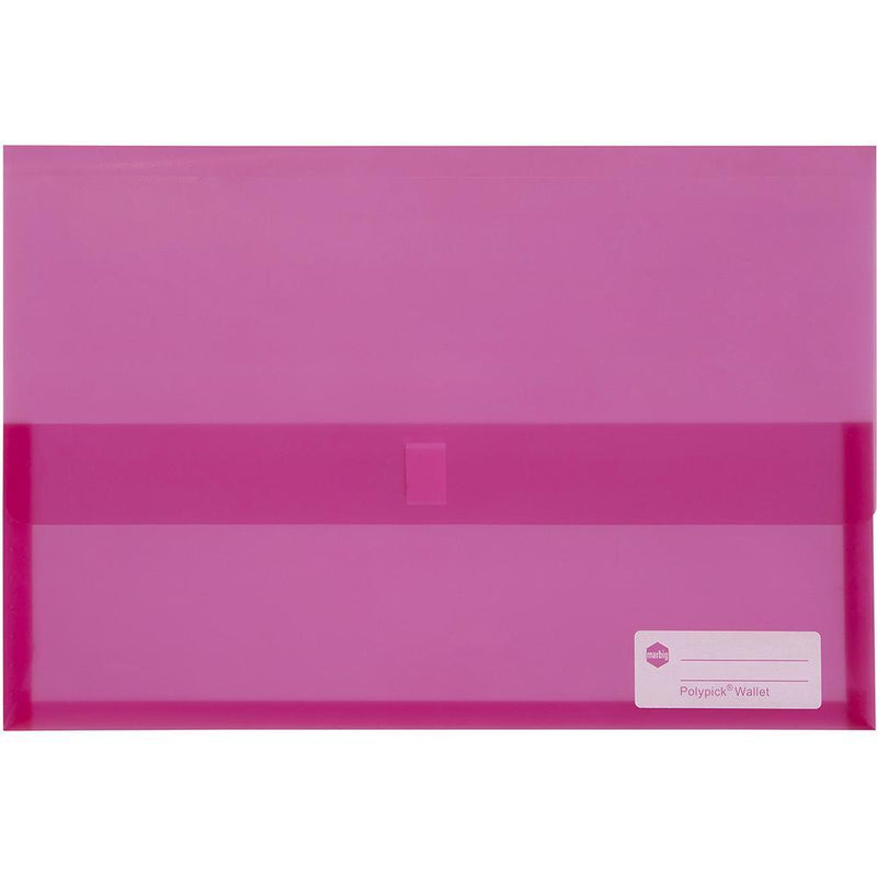 Marbig Polypick Wallet Foolscap Translucent Pink 2310009 - SuperOffice