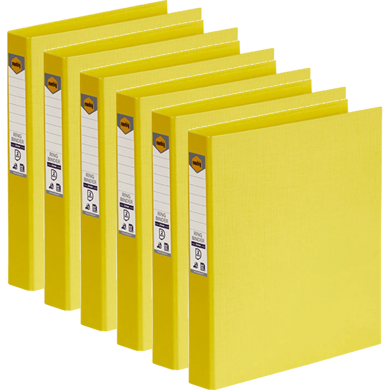 Marbig Ring Binder File Folder PE 25mm 2D A4 Lemon Yellow Box 6 5022105 (Box 6) - SuperOffice