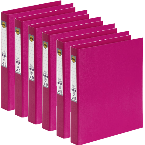 Marbig Ring Binder File Folder PE 25mm 2D A4 Pink Box 6 5022109 (Box 6) - SuperOffice