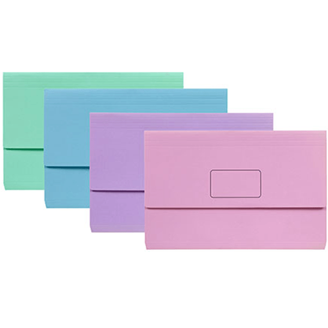 Marbig Slimpick Document Wallet Foolscap Assorted Pastels Pack 10 4005199 - SuperOffice