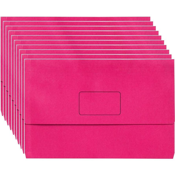 Marbig Slimpick Document Wallet Foolscap Bright Pink Pack 10 4004309 - SuperOffice