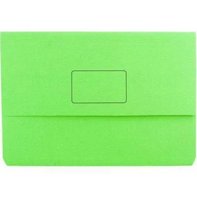 Marbig Slimpick Document Wallet Foolscap Green Pack 50 4004004(Pack 50) - SuperOffice