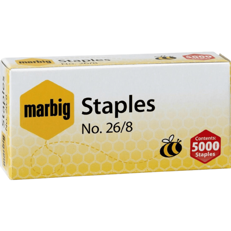 Marbig Staples 26/8 Box 5000 10 Pack Bulk 90370 (10 Boxes) - SuperOffice