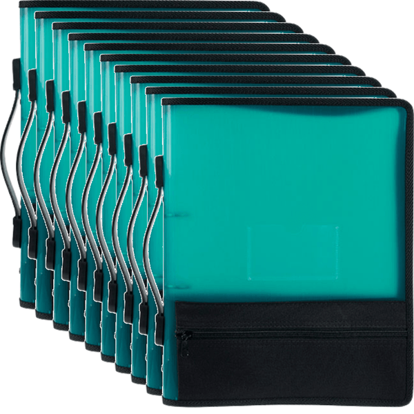 Marbig Zipper Binder Folder With Storage 2O Ring 25mm A4 Green 10 Pack BULK 6680004 (10 Pack) - SuperOffice