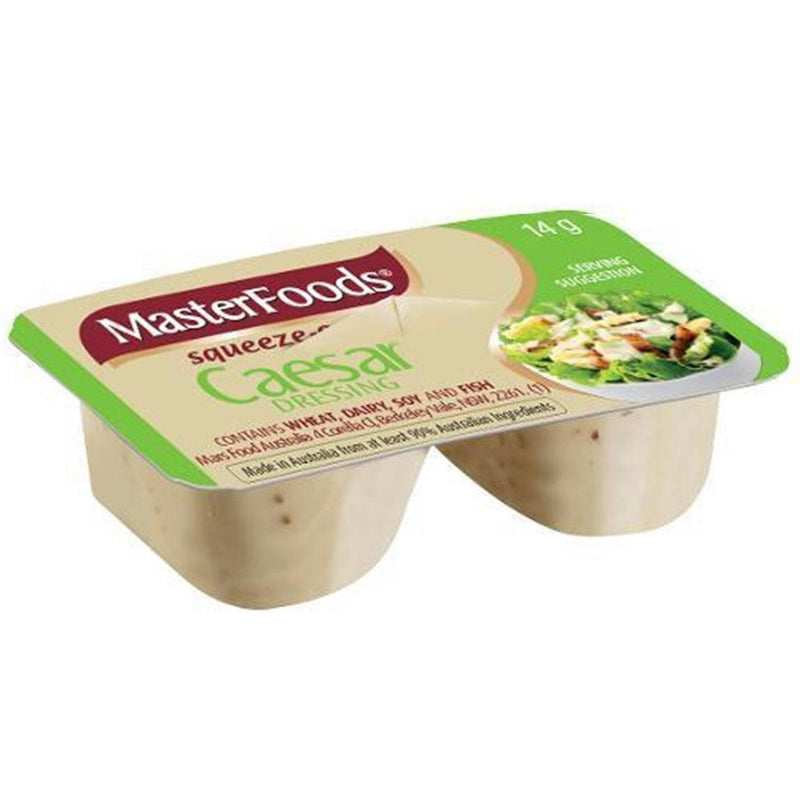 Masterfoods Caesar Salad Dressing Sauce Squeezy Individual Portions 14g 100 Carton Squeeze Bulk Box 157222(Caesar) - SuperOffice