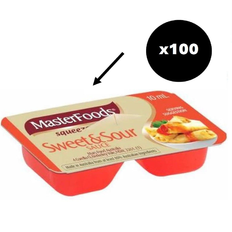 Masterfoods Sweet & Sour Sauce Squeezy Individual Portions 10g 100 Carton Squeeze Bulk Box 156732(Sweet&Sour) - SuperOffice