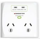 Monster Dual Socket Surge Protector with Dual USB-C Ports White MT-FPDSU700W - SuperOffice