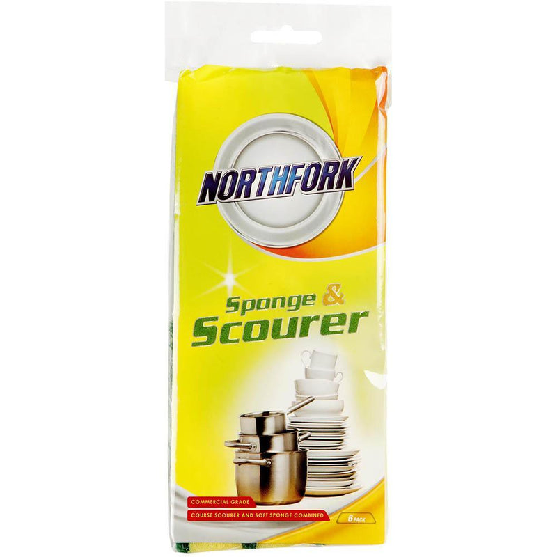 Northfork Sponge Scourer Cleaner Scour Scrub Pack 6 631364800 - SuperOffice