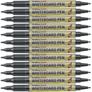 Pack 12 Artline 541T Dual Nib Fine Whiteboard Pen Marker 0.4mm/1mm Bullet Black 154161 (12 Pack) - SuperOffice