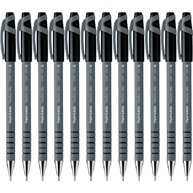 Papermate Flexgrip Ultra Ballpoint Pen Fine Black Box 12 9680131 (Box 12) - SuperOffice