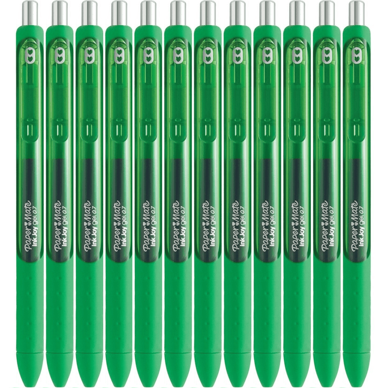 Papermate Inkjoy Gel Pen Medium 0.7mm Retractable Green Box 12 1953517 (Box 12) - SuperOffice