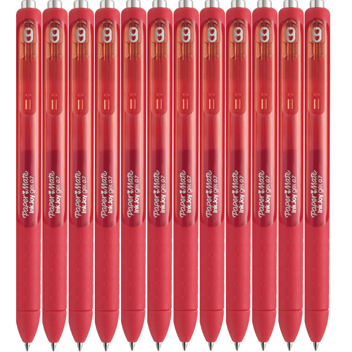 Papermate Inkjoy Gel Pen Medium 0.7mm Retractable Red Box 12 1953047 (Box 12) - SuperOffice