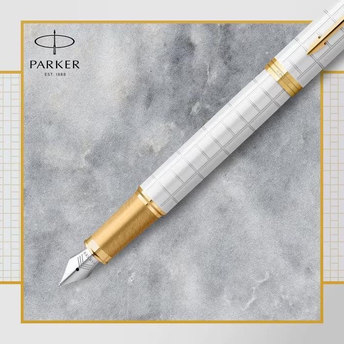 Parker IM Premium Fountain Pen White Pearl Gold Trim Gift Box 2143652 - SuperOffice