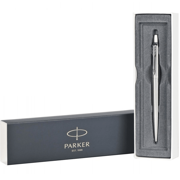 Parker Jotter Ballpoint Pen Stainless Steel Chrome Trim Gift Box 1953170 - SuperOffice