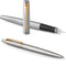 Parker Jotter Fountain Pen Ballpoint Duo Gift Set Stainless Steel Gold Trim 2093257 - SuperOffice