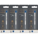 Parker Quink Flow Pen Refill Ballpoint Fine Blue Pack 4 1950368 (4 Pack BLUE FINE) - SuperOffice