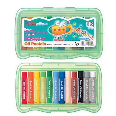 Pentel Arts Oil Pastels Hard Case Assorted Colours Pack 12 GHTP12E - SuperOffice