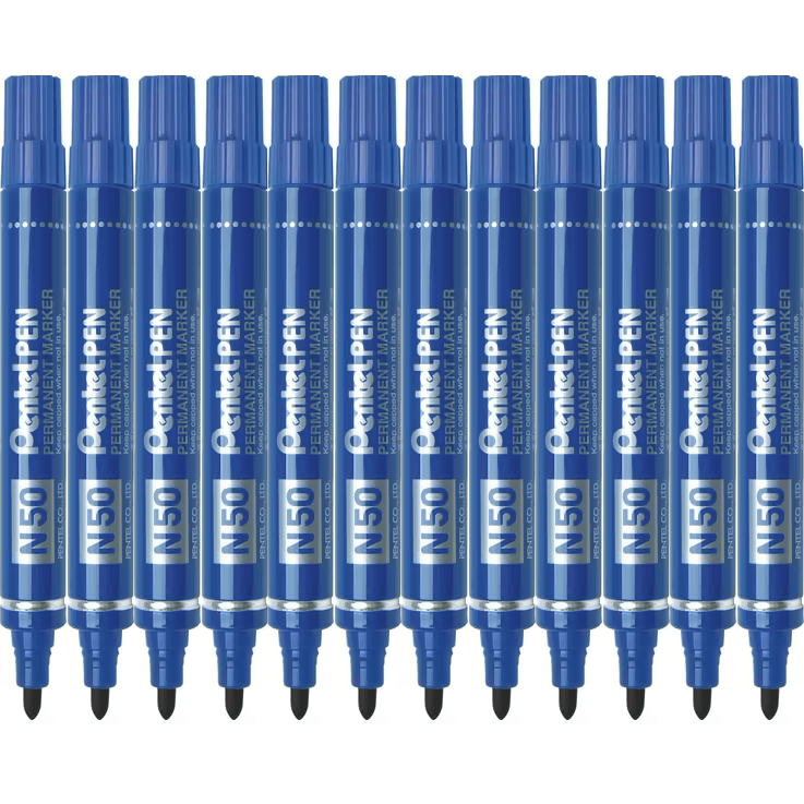 Pentel N50 Permanent Marker Bullet Tip 1.5mm Blue Box 12 N50-C (Box 12) - SuperOffice