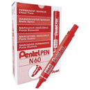 Pentel N60 Permanent Marker Chisel Point Red Box 12 N60-B (Box 12) - SuperOffice