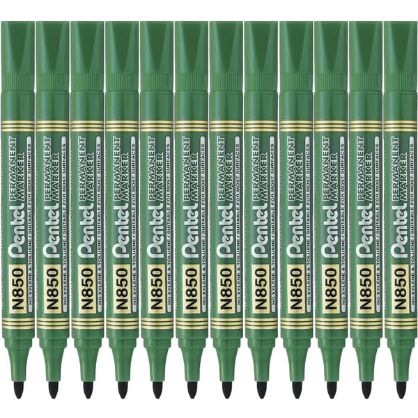 Pentel N850 Permanent Marker Bullet Tip 1.5mm Point Green Box 12 N850-D (Box 12) - SuperOffice