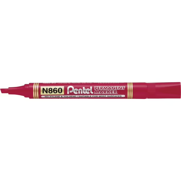 Pentel N860 Permanent Marker Chisel Point Red Box 12 N860-B - SuperOffice