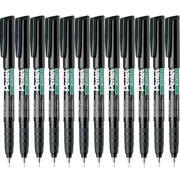 Pentel NMF50 Green Label Permanent Marker 0.5mm Black Box 12 NMF50A (Box 12) - SuperOffice