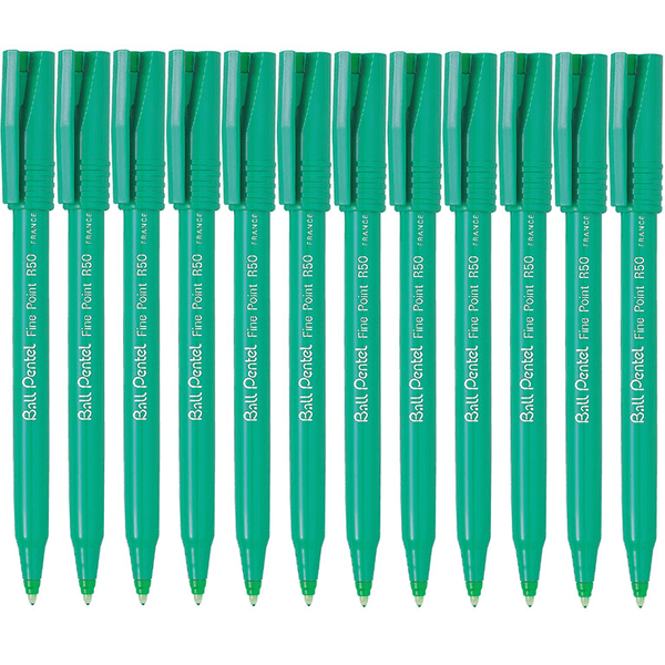 Pentel R50 Rollerball Pen Fine 0.8mm Green Box 12 R50-D (Box 12) - SuperOffice