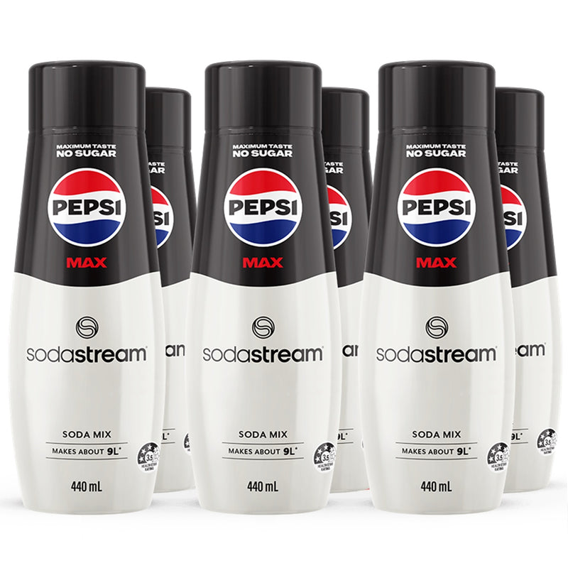 SodaStream Pepsi Max Syrup Mix No Sugar 440mL Pack 6 BULK