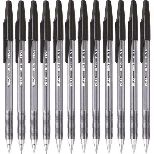 Pilot BP-S Stick Type Ballpoint Pen 0.7mm Fine Black Box 12 BPSFB (Black Fine Box 12) - SuperOffice