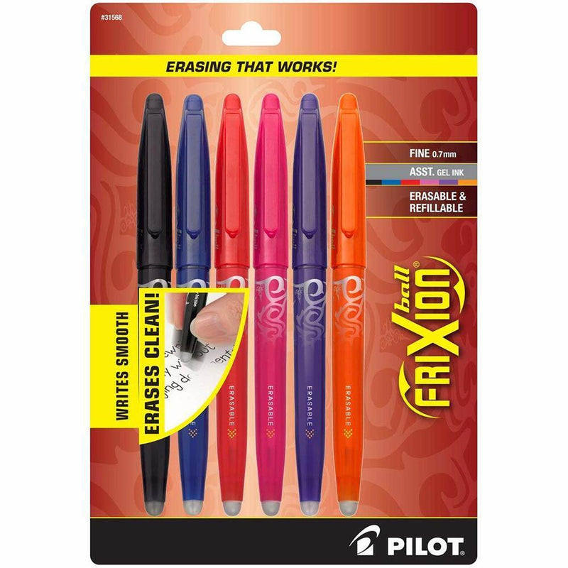 Pilot Frixion Erasable Gel Ink Pen 0.7Mm Assorted Pack 6 636110 - SuperOffice