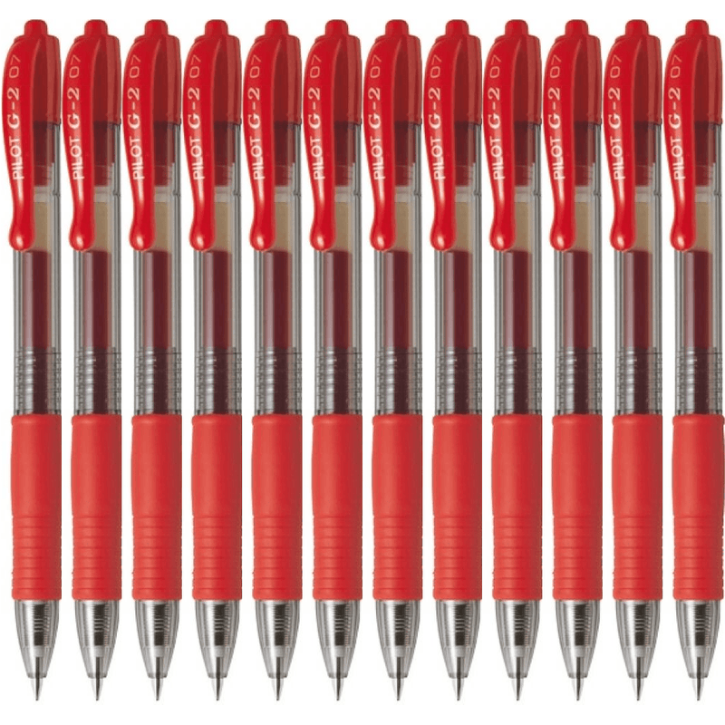 Pilot G2 Gel Ink Pen Retractable 0.7mm Fine Red Box 12 G-2 BLG27R/622511 (Box 12) - SuperOffice