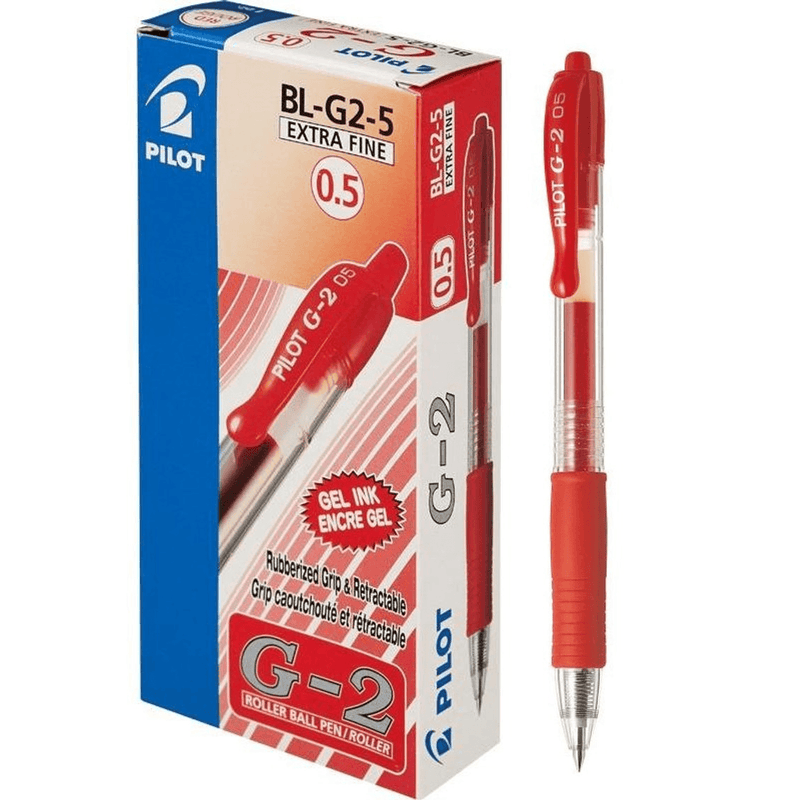 Pilot G2 Retractable Gel Ink Pen Extra Fine 0.5mm Red Box 12 622508 (Box 12) - SuperOffice