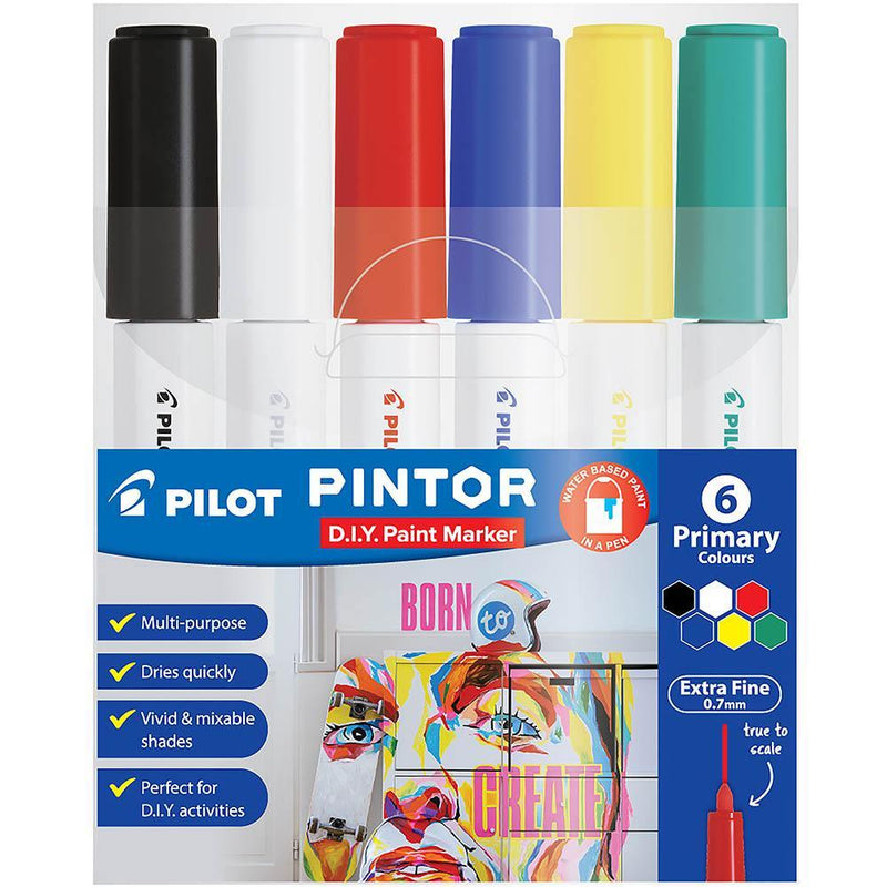 Pilot Pintor Paint Marker Extra Fine Bullet Point 0.7Mm Primary Colours Pack 6 SW-PT-EF - SuperOffice