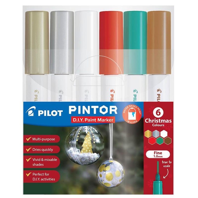 Pilot Pintor Paint Marker Fine Bullet Point 1.0Mm Christmas Assorted Wallet 6 637052 - SuperOffice