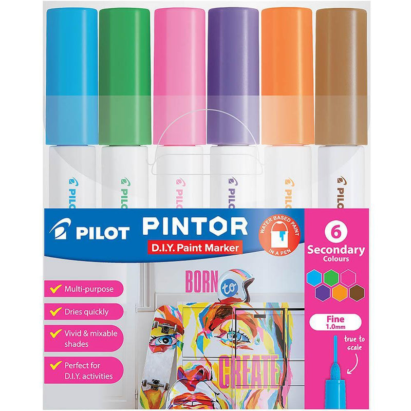 Pilot Pintor Paint Marker Fine Bullet Point 1.0Mm Secondary Colours Pack 6 SW-PT-F - SuperOffice