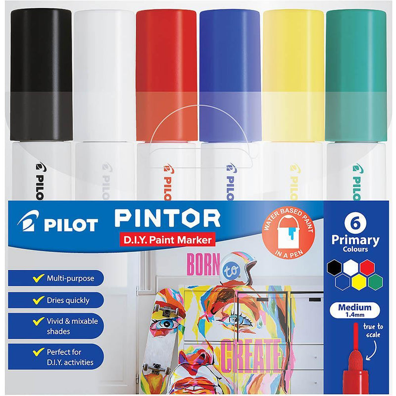 Pilot Pintor Paint Marker Medium Bullet Point 1.4Mm Primary Colours Pack 6 SW-PT-M - SuperOffice