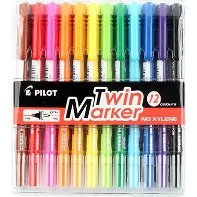 Pilot Sca-Tm Twin Permanent Marker Extra Fine/Fine Assorted Pack 12 603664 - SuperOffice