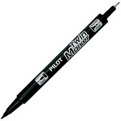 Pilot Sca-Tm Twin Permanent Marker Extra Fine/Fine Black Box 12 603661 - SuperOffice