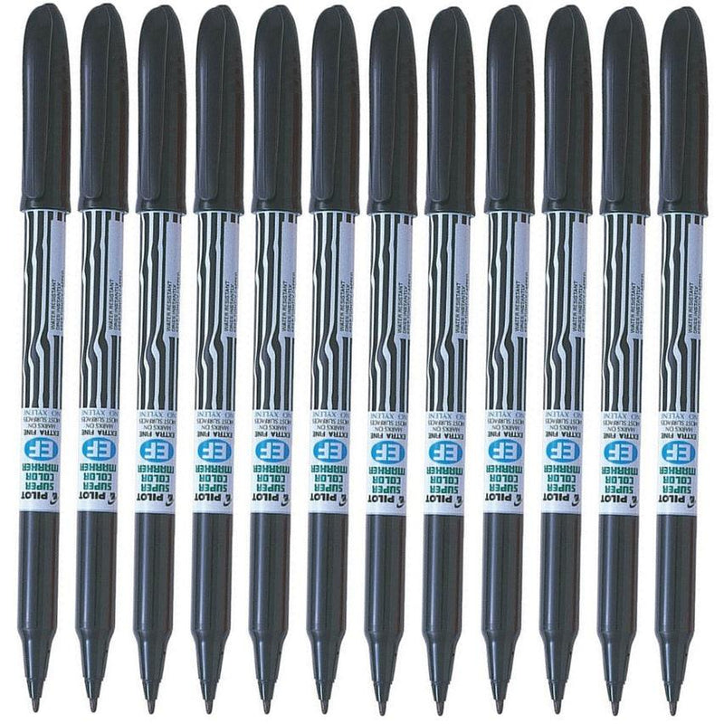 Pilot Scan-EF Super Colour Permanent Marker Bullet Extra Fine 2.0mm Black Box 12 603601 (Box 12) - SuperOffice