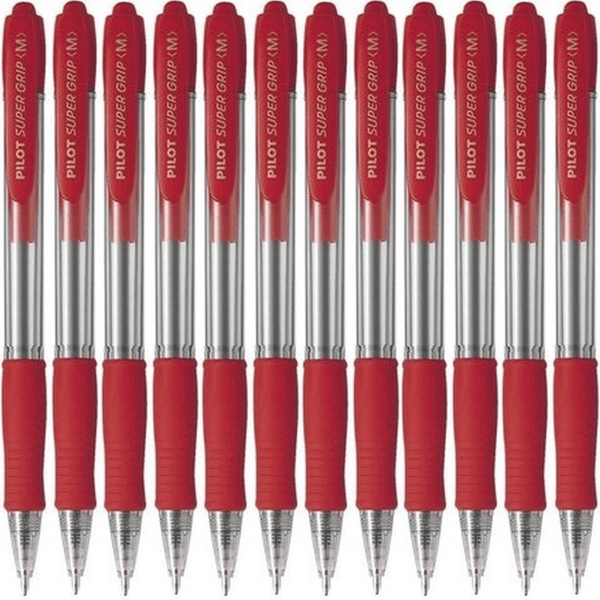 Pilot Super Grip Retractable Ballpoint Pen Medium 1.0mm Red Box 12 BPGP10RMR (Red Med Box 12) - SuperOffice