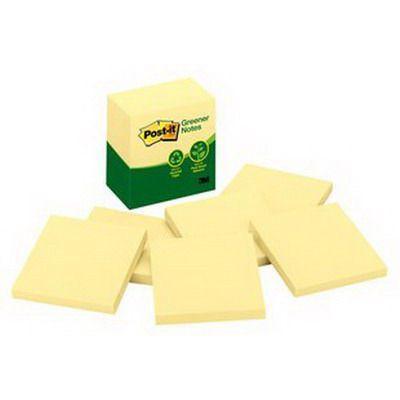 Post-It 5416-Rp-Y 100% Recycled Greener Notes 76 X 76Mm Yellow Pack 6 70005054500 - SuperOffice