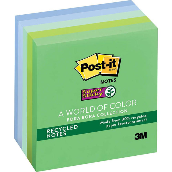 Post-It 654-5Sst Recycled Super Sticky Notes 76 X 76Mm Bora Bora Pack 5 70005251403 - SuperOffice