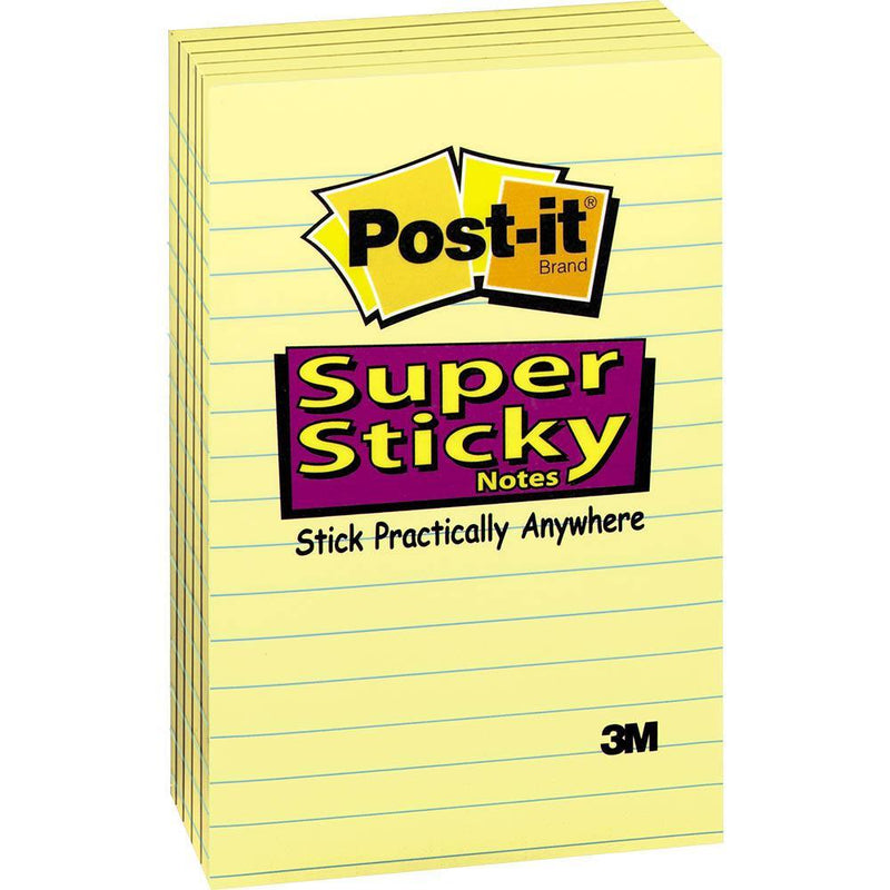 Post-It 660-5Sscy Super Sticky Lined Notes 101 X 152Mm Yellow 70071208626 - SuperOffice