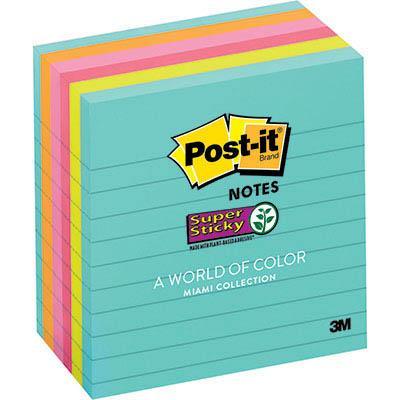 Post-It 675-6Ssmia Super Sticky Notes 100 X 100Mm Miami Pack 6 6756SSMIA - SuperOffice