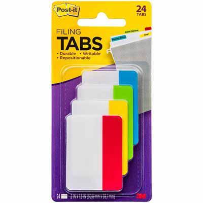 Post-It Filing Tabs 50.8x38.1mm Assorted Colours Pack 24 Durable Writable 70005080851 - SuperOffice