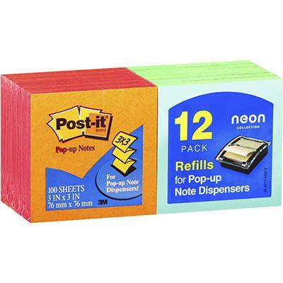 Post-It R330-N-Alt Pop-Up Notes 76 X 76Mm Neon Pack 12 70005248623 - SuperOffice